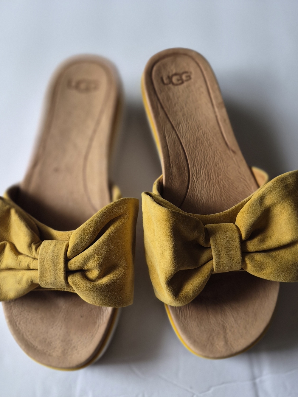 UGG Yellow Suede Bow Slide
